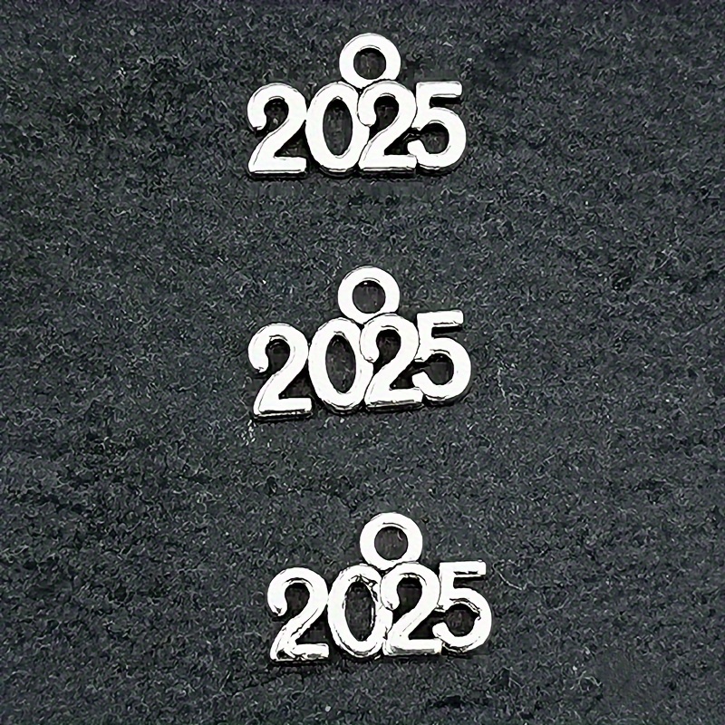 

30pcs 2025 Year Charms, Antique Silvery Bohemian Style Fashion Pendant Charms For Diy Earrings, Necklaces, Jewelry Making Accessories - Zinc Alloy