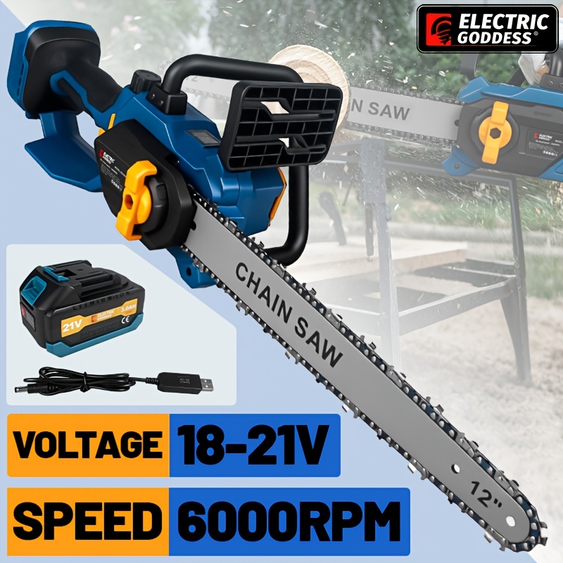 motosierra eléctrica de     velocidad electric goddess de 12 pulgadas, con batería y cable usb, compatible con baterías makita, equipada con un   de engrase automático, adecuada para     como carpintería,   de jardín y decoración  .