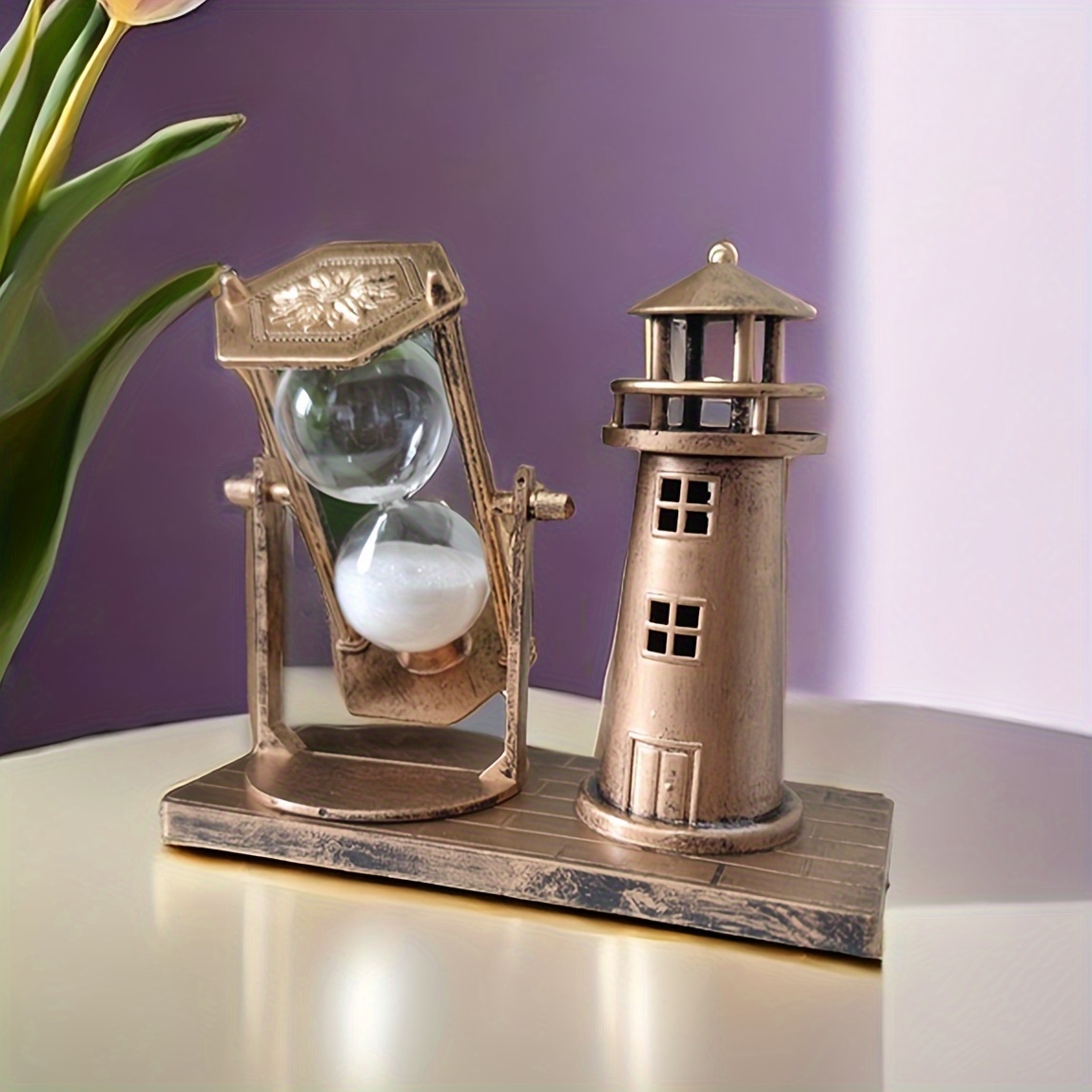 

Vintage-style Lighthouse Timer Sand Timer - Office Desk & Dining Table Decor, Ideal Gift For , No Power Needed, Plastic, 1pc