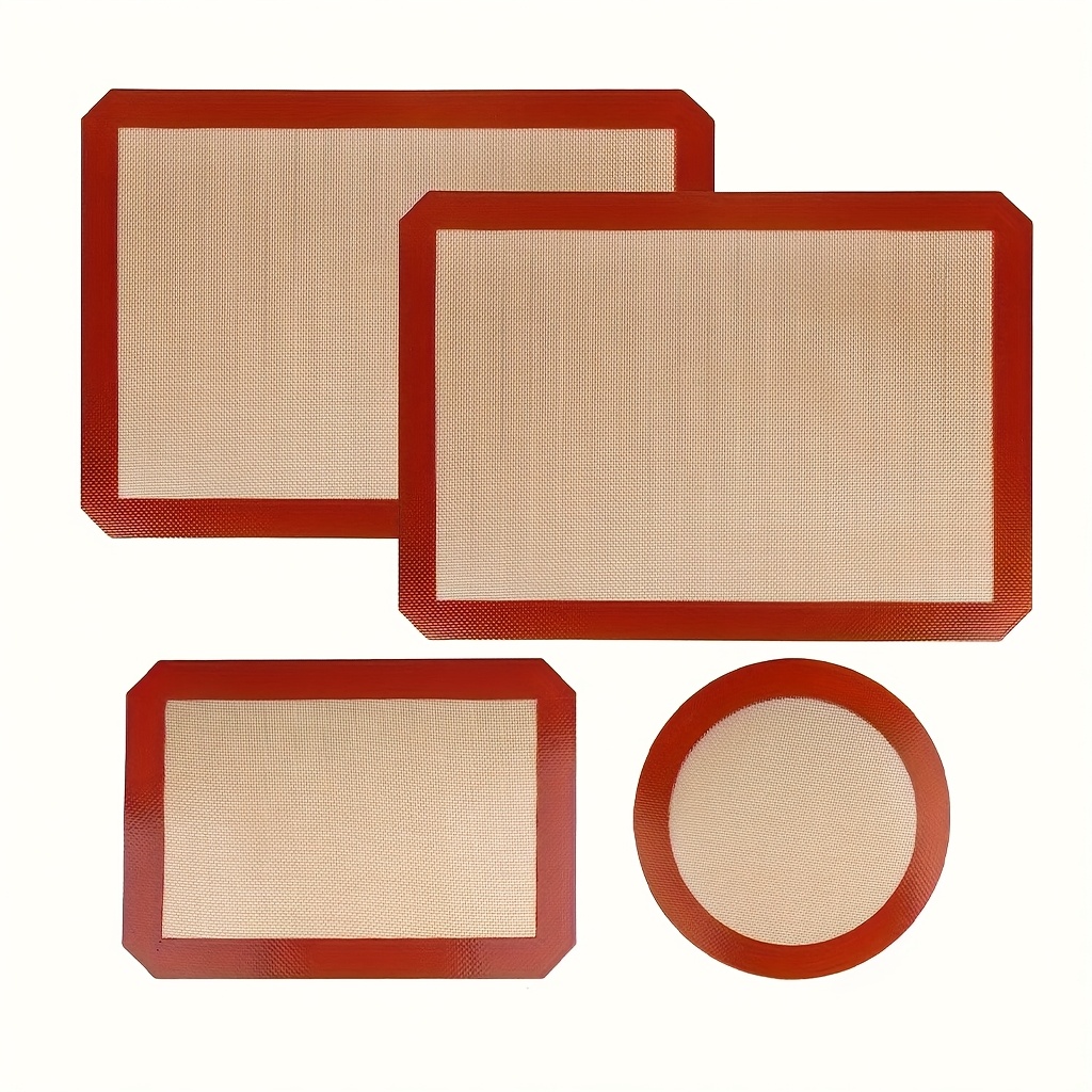 TEMU 4pcs, Silicone Baking Mats Set, Silicone Bakeware, Baking Mats For Rolling , Reusable Baking Mat, Baking Slip Mats Oven Liner Sheet, Macaron