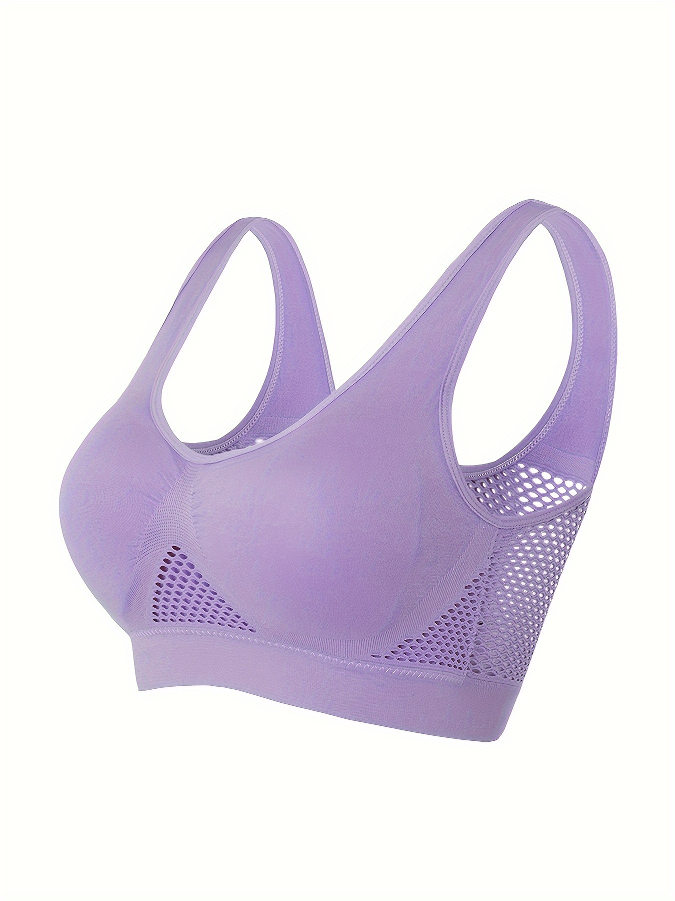 1pc Essence Collection - High-Elasticity Bra with Removable Pads, Breathable Mesh Design for &, Wireless & Comfortable Fit, Plus Size Bra | Wireless Bra | Removable Pads