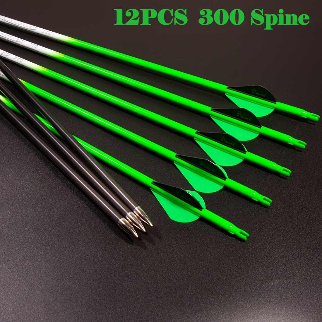 Spine 500 Carbon Arrows 24 Inch - 12 Pack For Compound & Recurve Bows