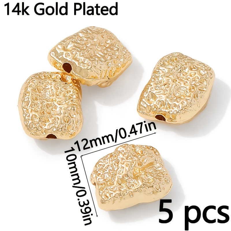 TEMU 5pcs Perles d'espacement irrégulières en laiton plaqué or , séparateur pour perles hétéromorphes pour la fabrication d'additions de bracelets et