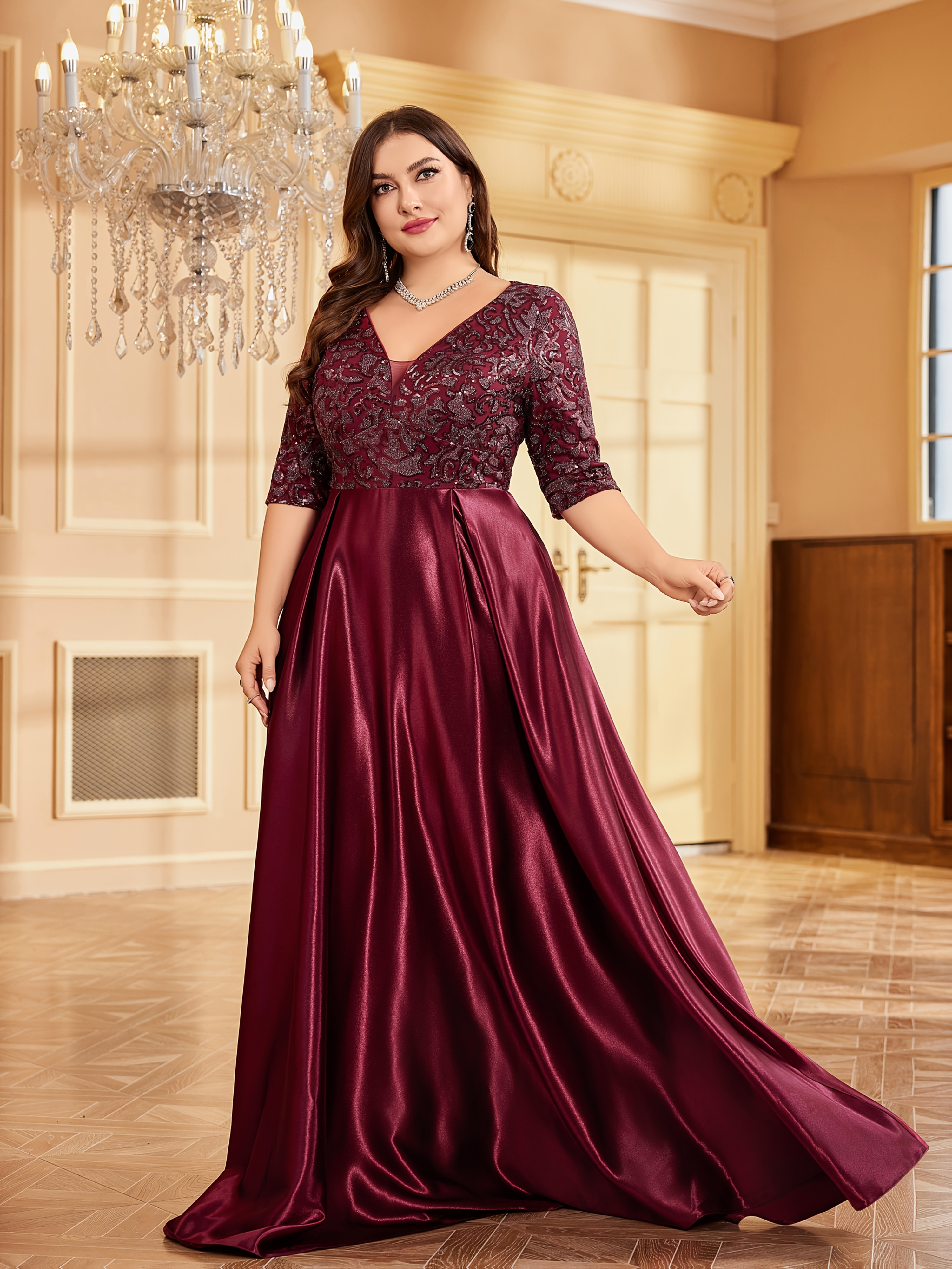 a solid color long dress women featuring a sleeve design - Temu