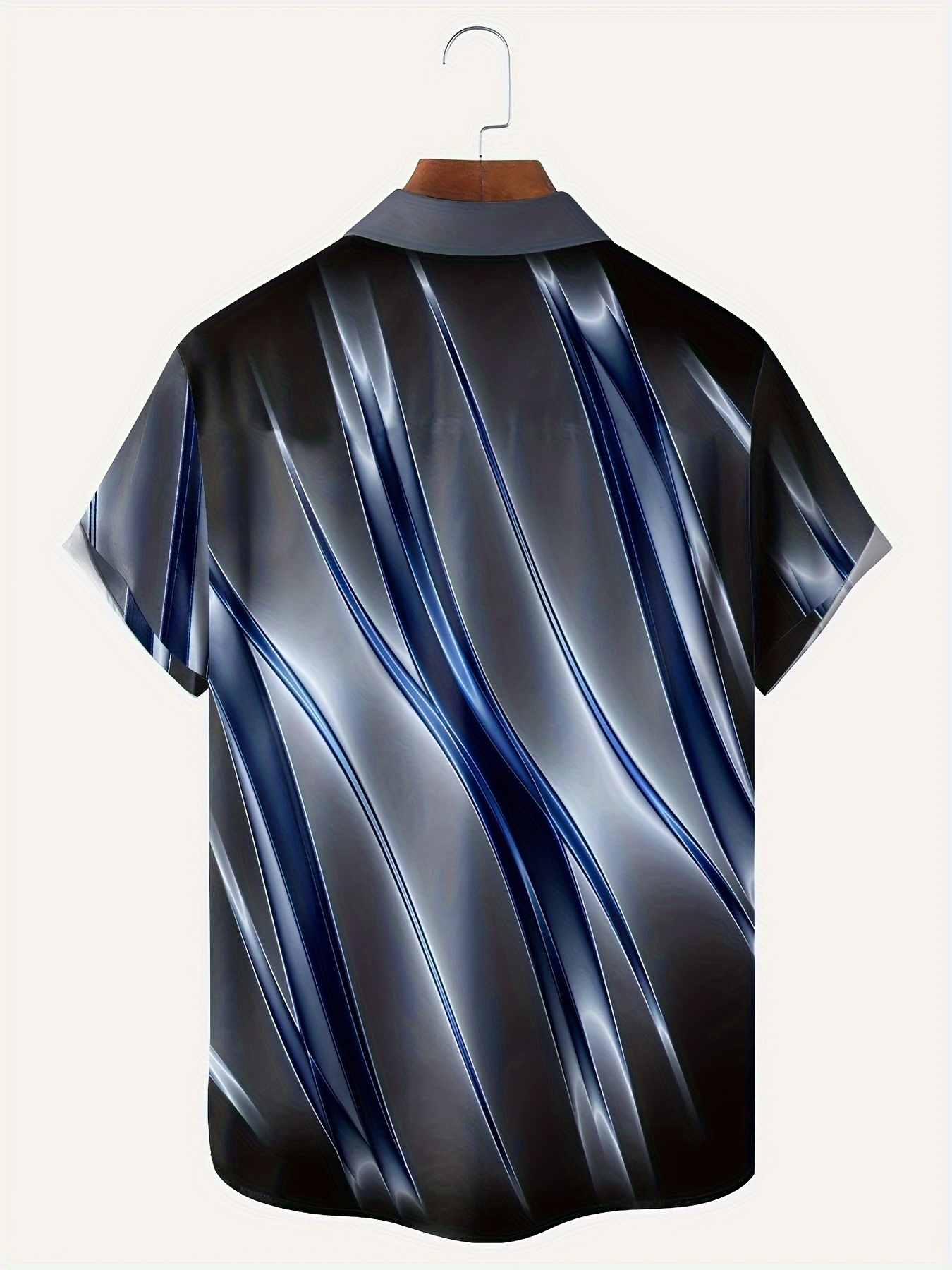 Plus Size Men's Stripes Graphic Print Shirt For Summer, Fashion Casual Short Sleeve Shirt For Beach Vacation