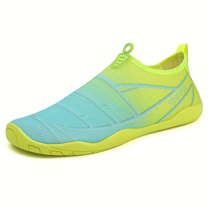 Women's Water Shoes Neon Green Turquoise (or Lime) Lightweight  Aqua Shoes with Arch Non-Slip Rubber Sole for Swimming, Hiking, Beach,