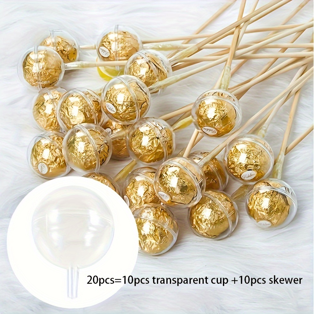 

100pcs Contenants à Chocolat en Acrylique Premium avec Couvercles Ronds Transparents - Parfaits pour les Bouquets de Fêtes DIY, de Cadeaux et de Mariage