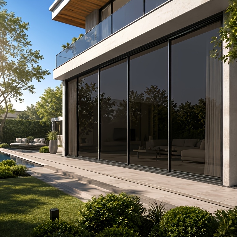 TEMU 1 Roll Black Electrostatic Adhesive Window Film, Suitable For Bedroom, Balcony, Office - Vision Anti-peeping Glass Sticker, Function, Easy To