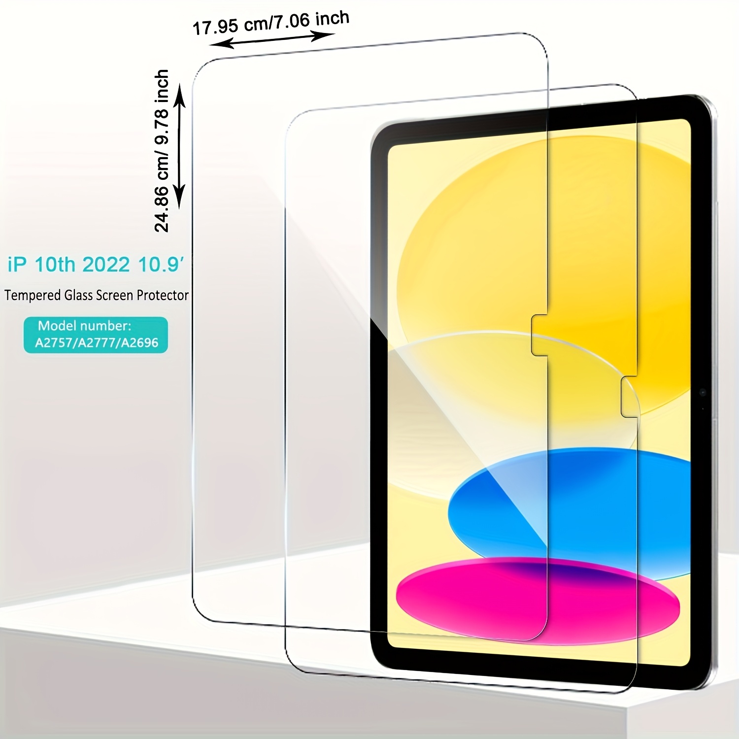TEMU 2pcs Tempered Glass Screen Protectors, For Ipad 11th And 10th Generation A16/a3355/a3356 - , , Anti-fingerprint, Compatible With Pencil, 9h