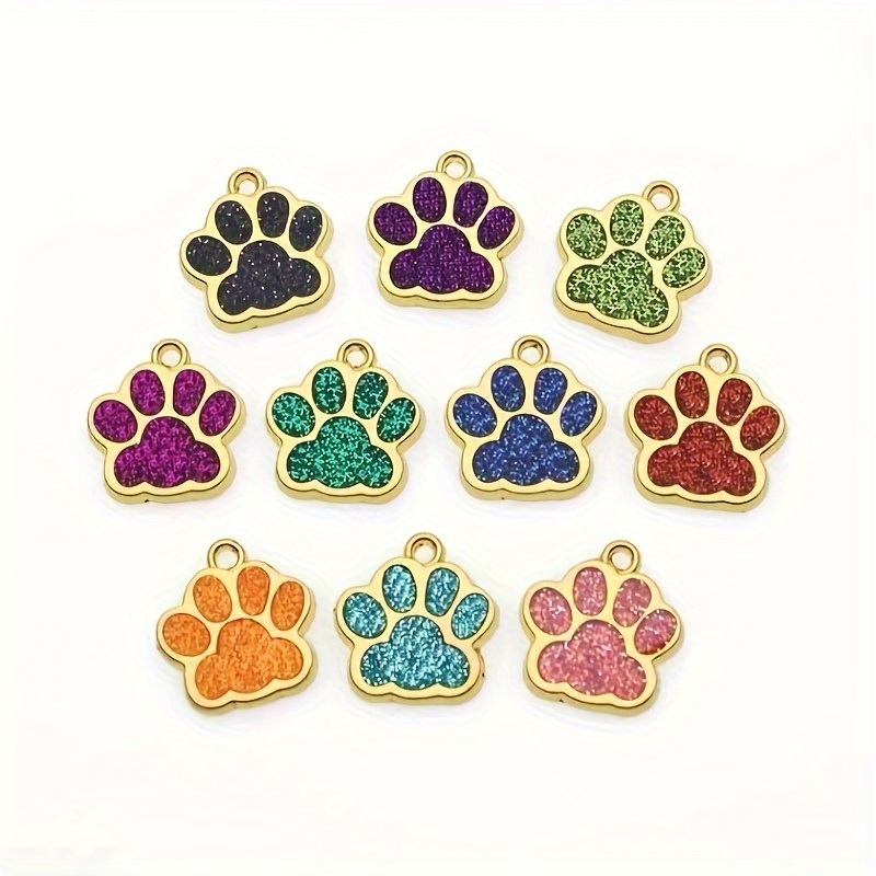 custom engraved sparkling paw print pet id tag dogs - Temu