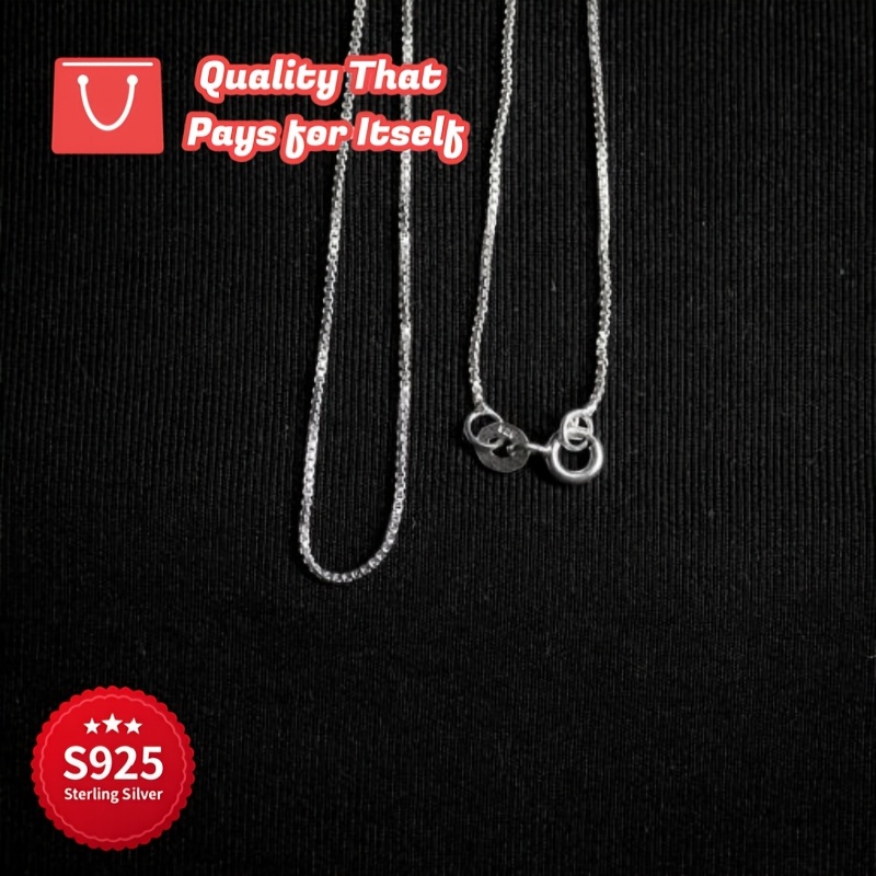 Women's 925 Silver Square Geometric Necklace, Minimalist Style