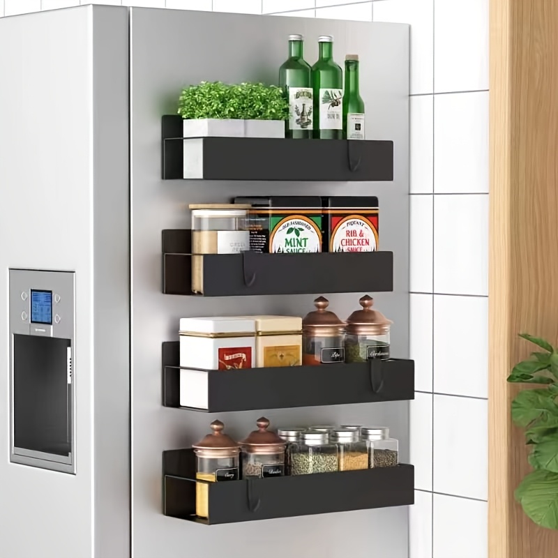 TEMU Joiorboo Magnetic Spice Storage Rack Organizer For Refrigerator And Oven, Black Fridge Organizers And Storage