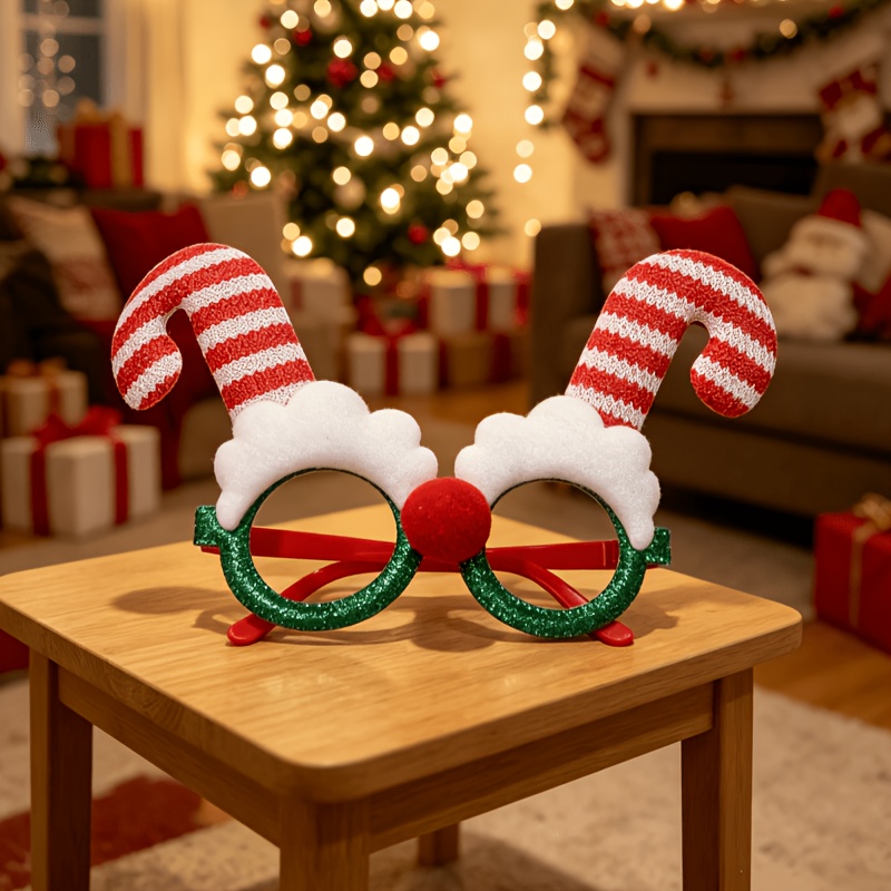 TEMU Lunettes de fête de Noël fantaisie, lunettes festives à paillettes avec motif de , lunettes de décoration de , accessoires photo de Noël, ajouts