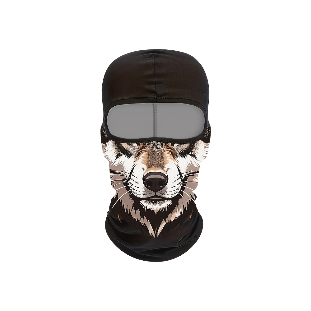TEMU Animal Print Balaclava Full Face Mask, Wolf Lion Orc Pattern Breathable Hood, Unisex Face Cover For Halloween Cosplay Party Carnival Costume