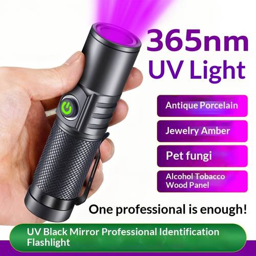 365nm uv flashlight woods lamp special for jade gemstone fluorescent agent detection resin curing anti cat and fungal inspection bill tobacco alcohol authentication nail art and wood board testing