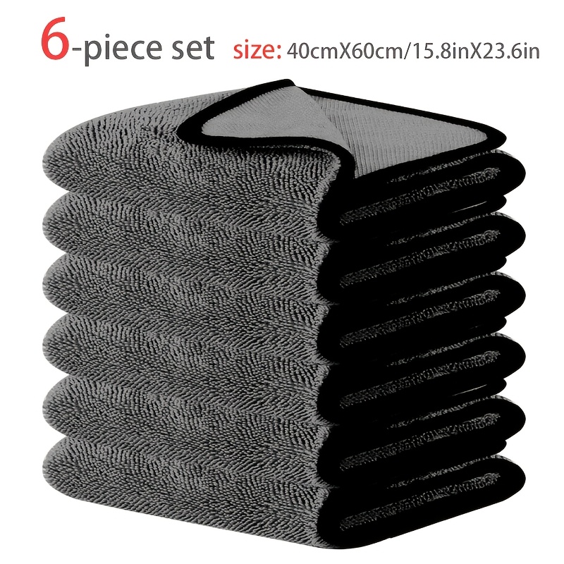 TEMU 6 Pack Large Quick-dry Microfiber Cleaning Cloths, 40 X 60cm, 500gsm Ultra Absorbent Fast Dry Towels For Bathroom, Car And Home Cleaning, Extra
