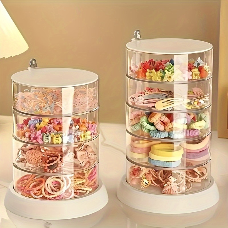 

1pc Clear Plastic Rotating Jewelry Storage Box - -oxidation Hair Accessory Organizer Lid For Display & Packaging