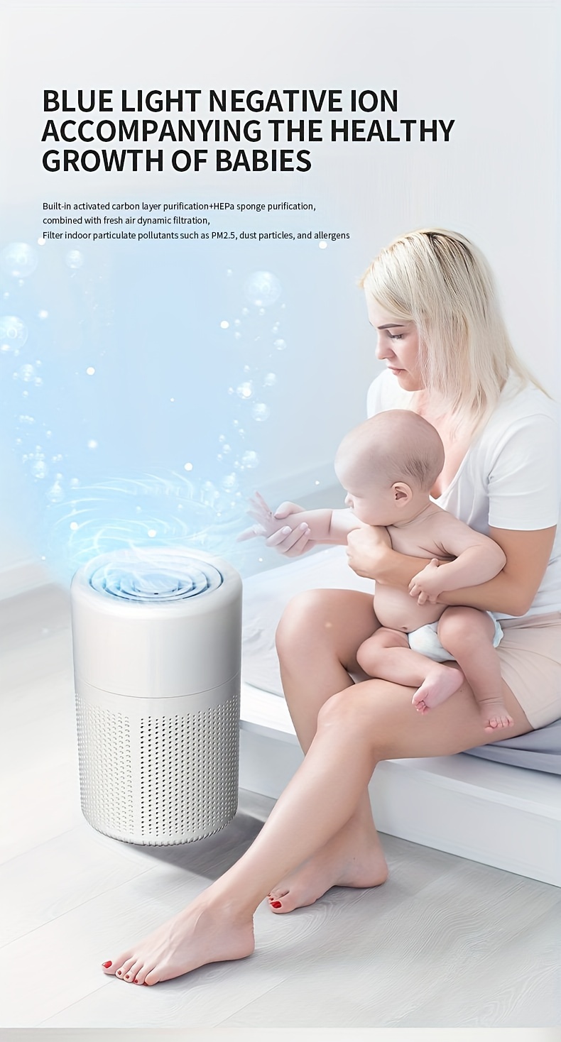 air purifiers for bedroom home 3 in 1 filter cleaner with fragrance sponge for better sleep filters smoke allergies pet dander odor dust office desktop portable core mini white details 9