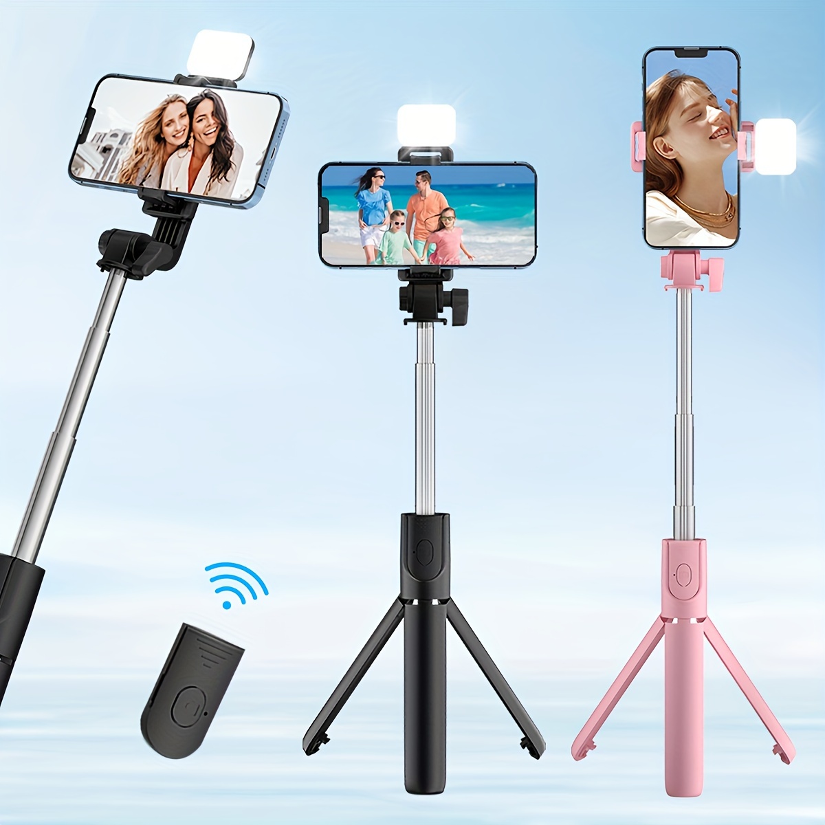 

Mini Selfie Stick With Integrated Fill Light, A Portable Photography Tool For Travel, Specially Designed For Live Streaming, Ultra-lightweight And Compact, With An Extended Phone Holder For Selfies.