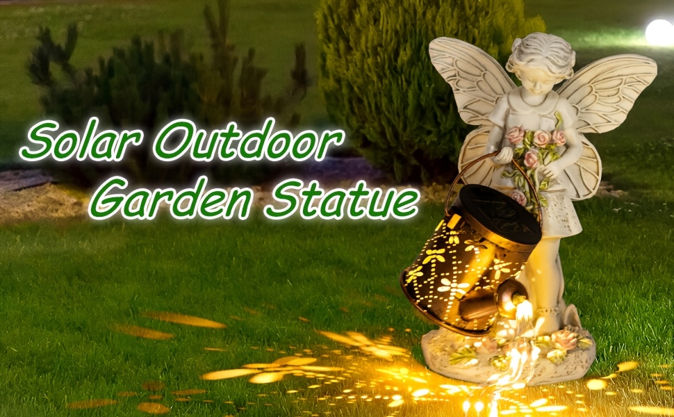 Solar Garden Angel Couple Figurine Light – Outdoor Decorative Stake Light With Solar Panel, For Patio, Lawn, Yard, Pathway – Eco-Friendly Housewarming Gift