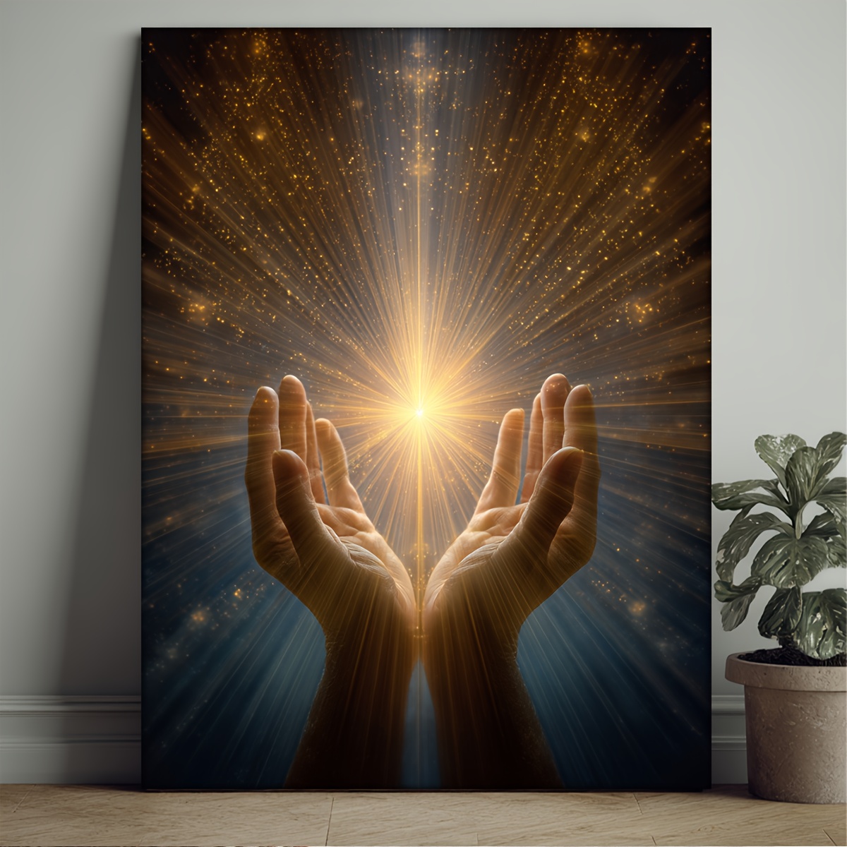 TEMU 2d Flat, 2d Flat, 2d Flat1pc Canvas Print - /anime Style Glow Flash Art, , 30.48x40.64 Cm Modern Celestial Wall Decor, Ready To Hang Spiritual
