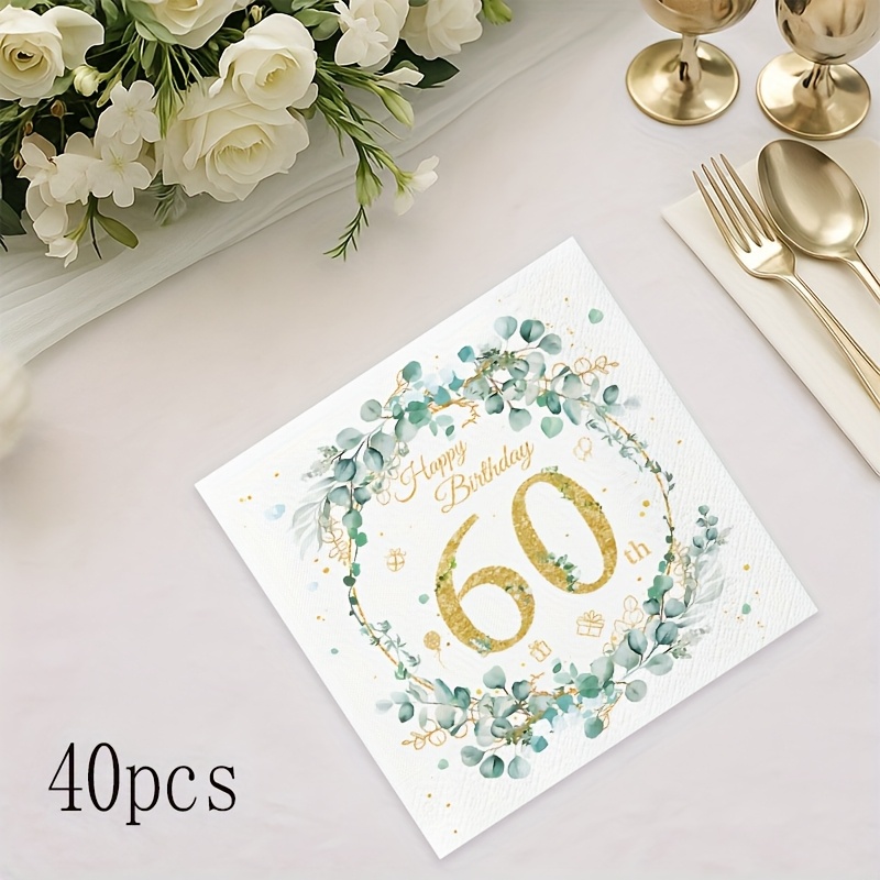 E-shop 40-teiliges Set | 2026 Neuheit Partyzubehör Party-Packs Vorteilspack Party-Servietten-Set | 60. Jubiläum Ästhetische Feier