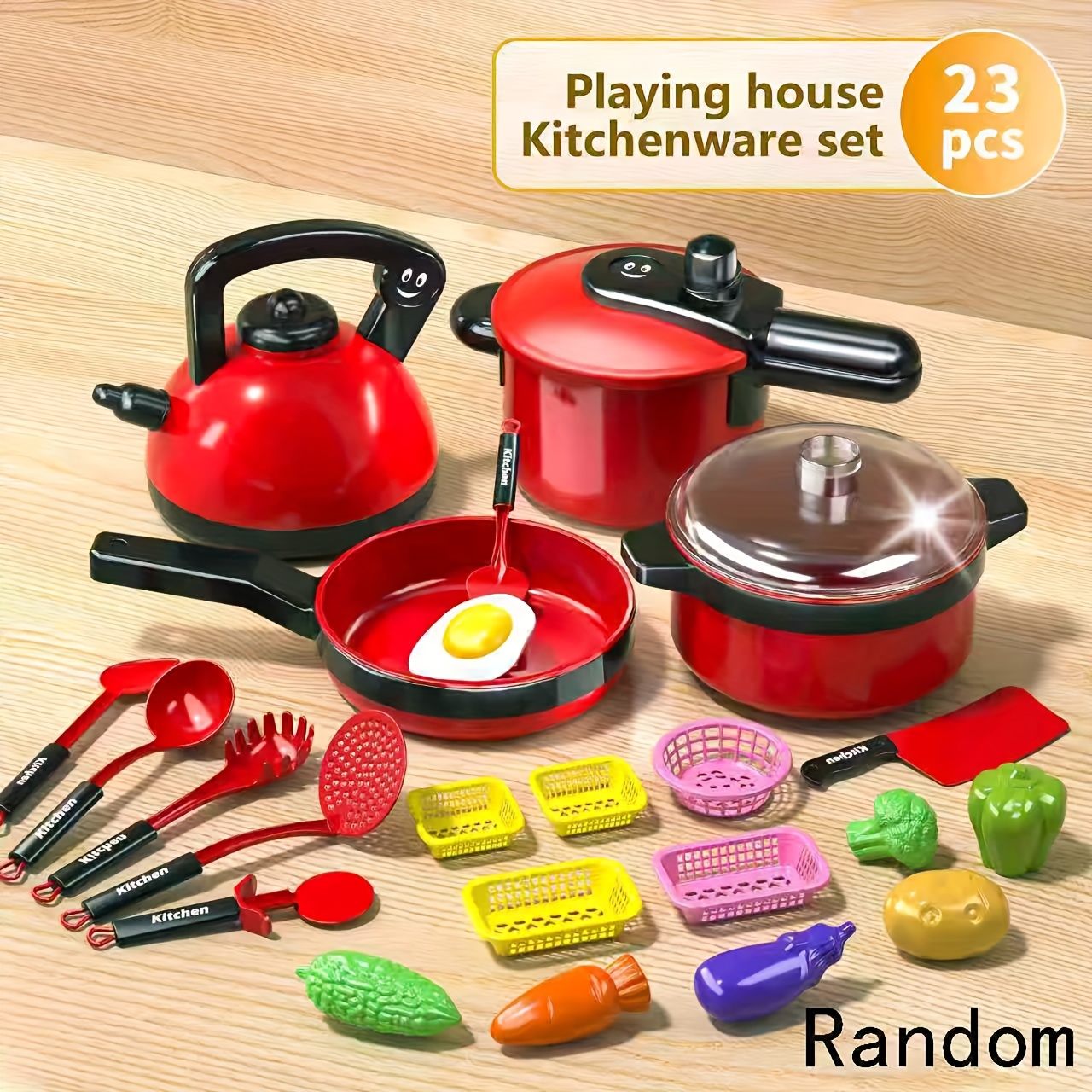 Rode mini-keuken speelgoedset