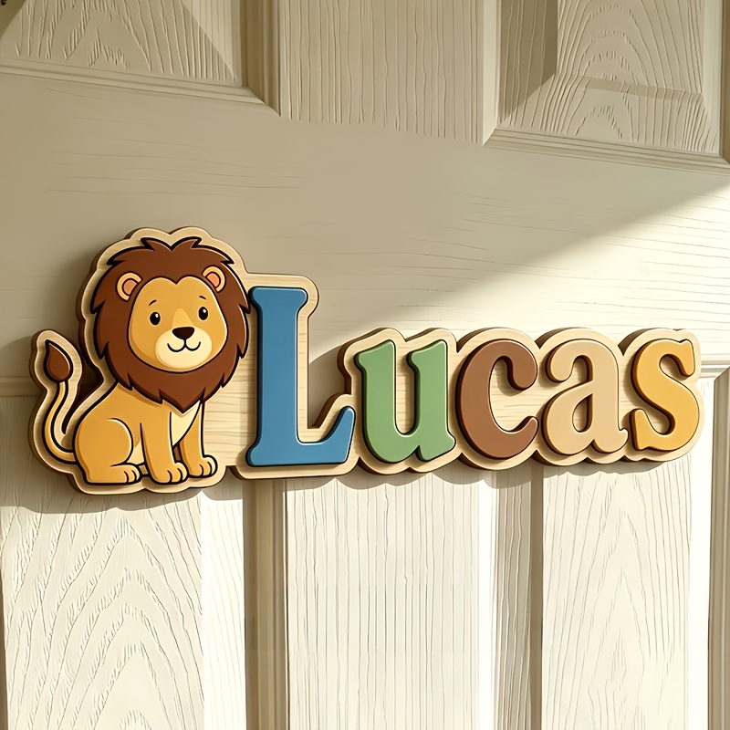 TEMU 1 pièce Plaque nominative personnalisée en bois, 25 cm/9,84 pouces, Panneau de porte à double couche et lettres tridimensionnelles de couleur