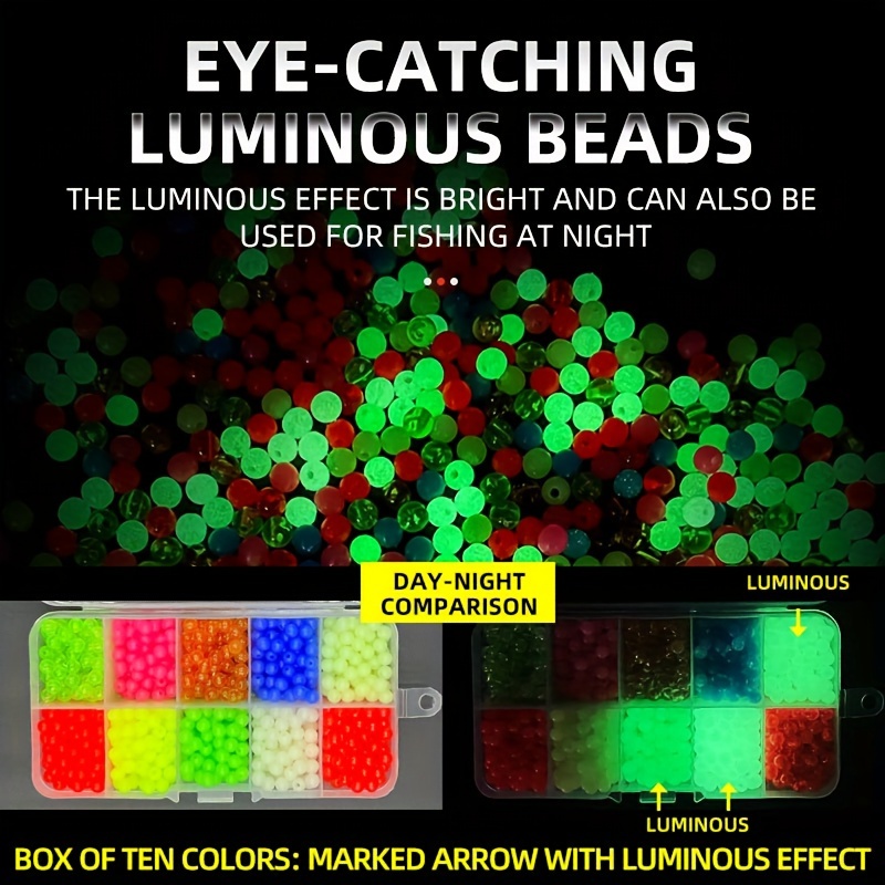 10 Colors Fishing Luminous Beads Round Plastic Colorful - Temu