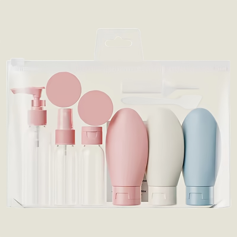 E-shop 11-teiliges wiederauffüllbares Reise-Flaschen-Set | Leere Shampoo- und Duschgel-Behälter, tragbares Kunststoffwerkzeug