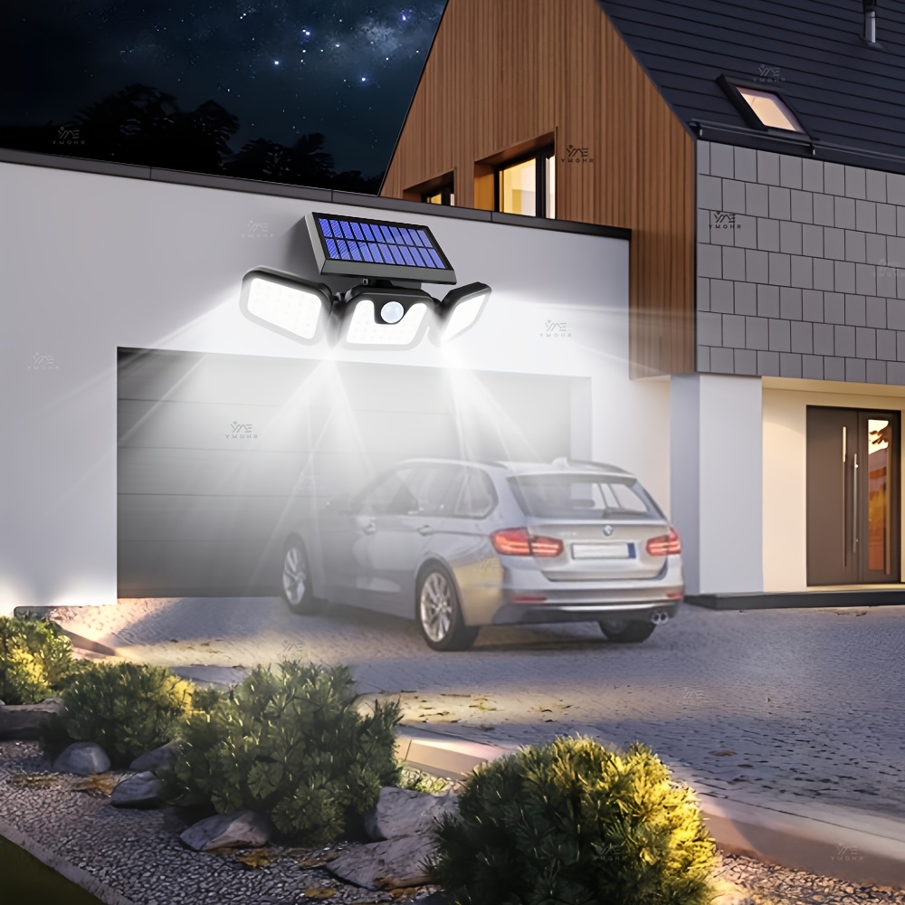 2pcs Polyhedral Lighting Wall Lights Three Sided Luminescence Solar Outdoor Lights High-Power Outdoor Motion Sensor Light Outdoor Solar Lights 300° Wide Angle Floodlight Outdoor Security Light for Patio, Garden, Yard