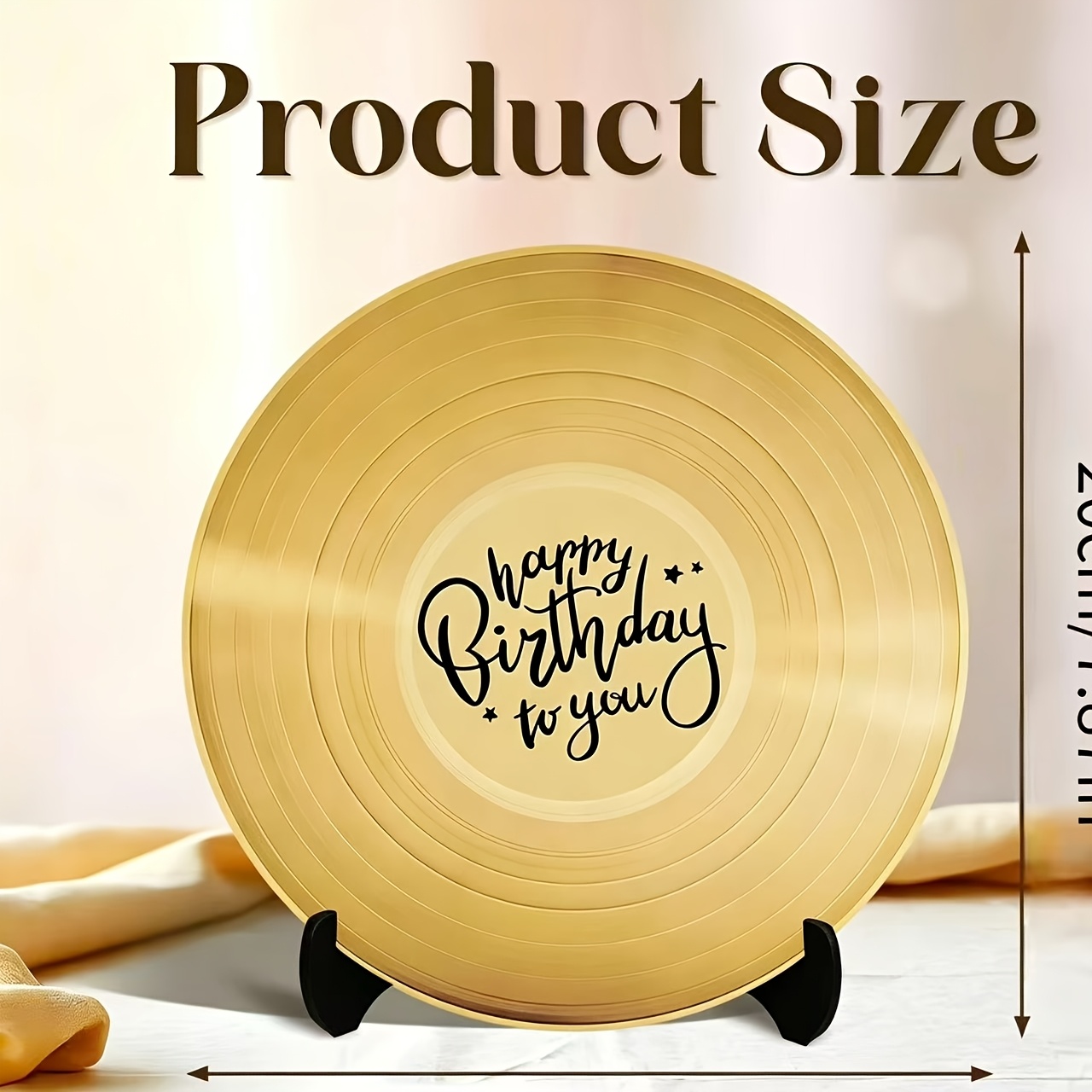 TEMU 1 Set Of Happy Birthday Vinyl Record-themed Birthday Guest Book, Standing Birthday Party Poster With Stand, Vintage Book-style Message Board,
