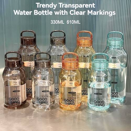 minimalist transparent polycarbonate water bottle leak proof high temperature resistant portable tumbler for school home office outdoor convenient carry durable and stylish for everyday use