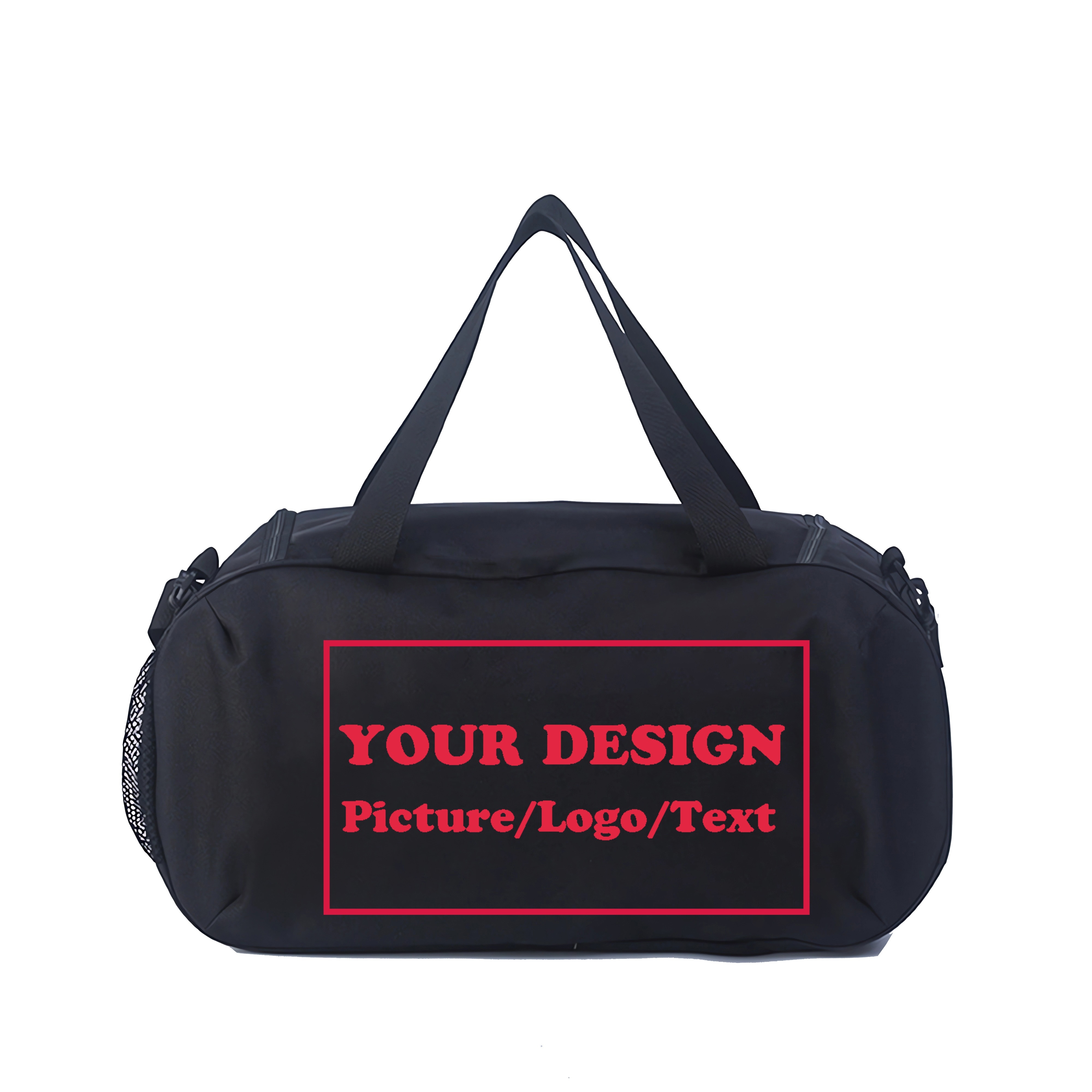 TEMU 10pcs Customizable Design And Text Large-capacity Lightweight Foldable Fitness And Travel Bag - Adjustable Shoulder Strap, Zipper Closure,