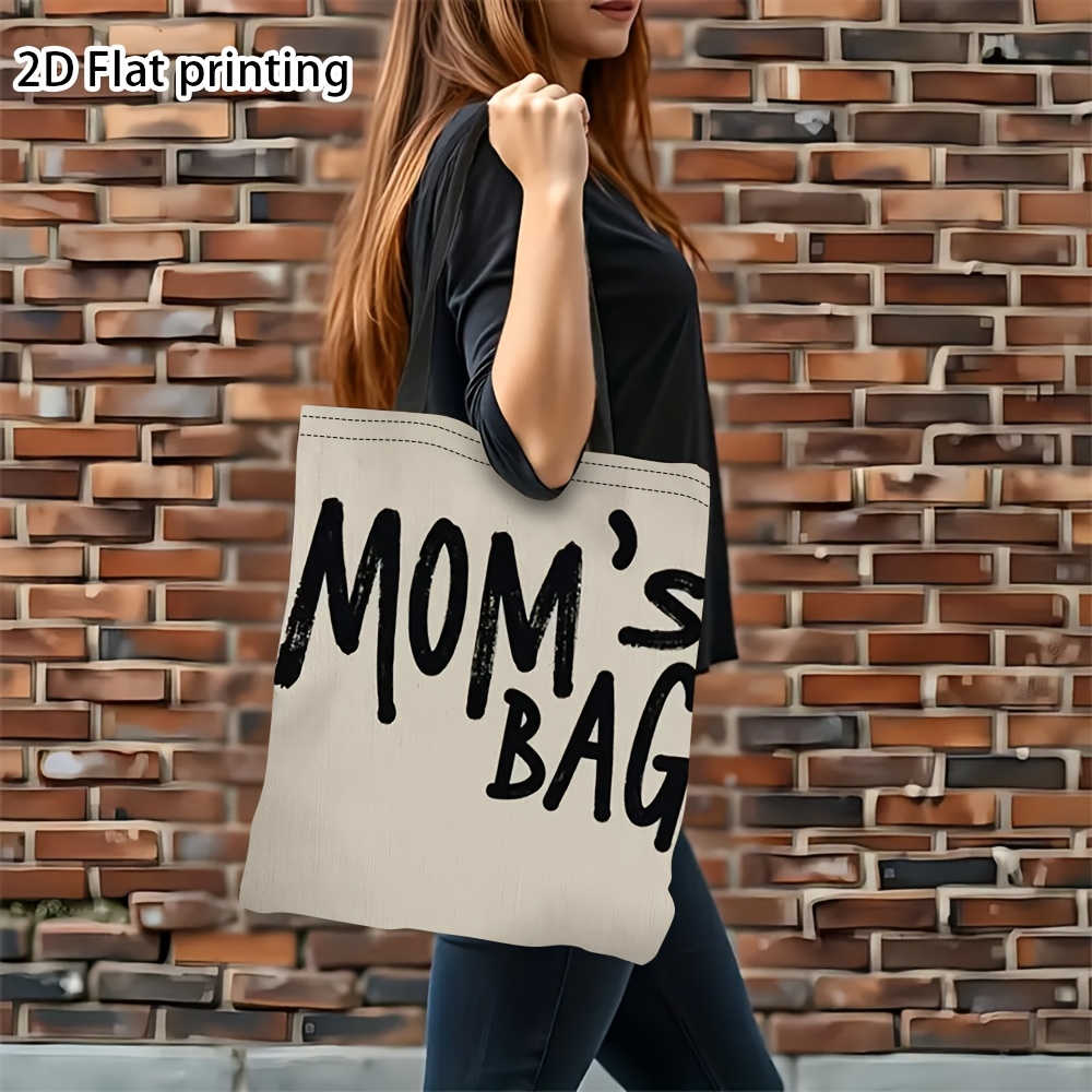 Image of 1pc Mom Bag Large Capacity Canvas Tote Bag Durable, Fashionable And Multifunctional, Suitable For Shopping, Travel And Daily Use- Perfect Mother's Day Gift, Canvas Shopping Bag, 2d Flat