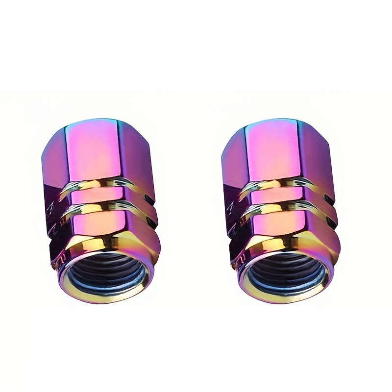 Image of 2pcs Colorful Bikes Bicycle Valve Caps Dust Covers, Bike Mtb Bmx Car Tire Valve Cap Dustproof Cover Dustproof Valve Cap Chrome Plated Tire Cover For Auto Motorcycles Trucks Bikes