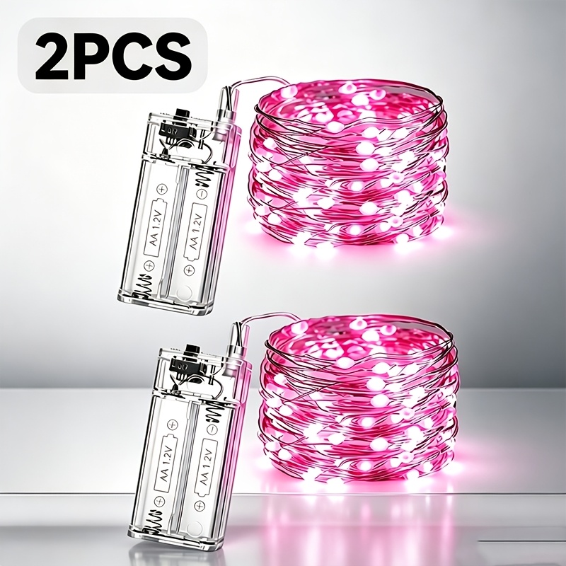 TEMU Guirlande de lampes lumineuses roses de 118 pouces , enroulée et rangée, décoration à , décoration de paysage de pièce à , diverses lampes
