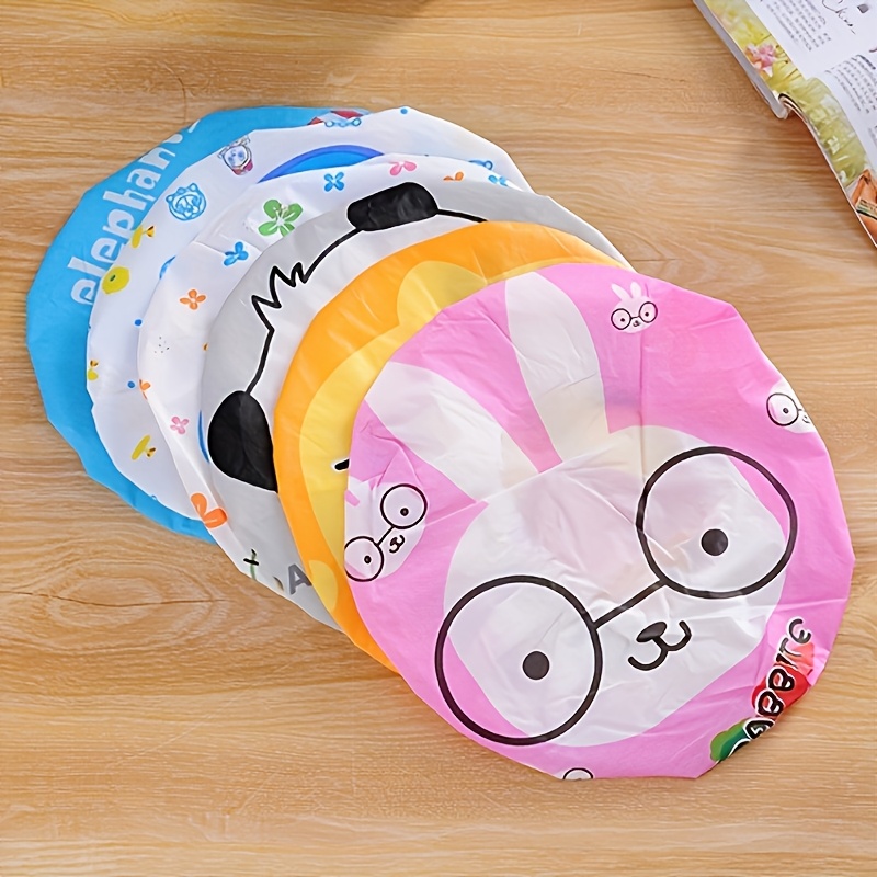 TEMU 4pcs Set Of Random Color Cute Cartoon Bath Caps, Japanese-style High Quality Shower Caps, Shampoo Caps