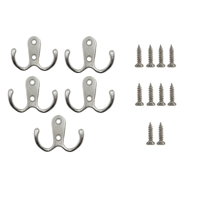 TEMU 5/10 Metal Alloy Black Bronze Silvery Hanger, Coat Hook Wall-mounted , Including 10 Screws, Wall-mounted Hanging Robes, Towels, Keys, Jackets,