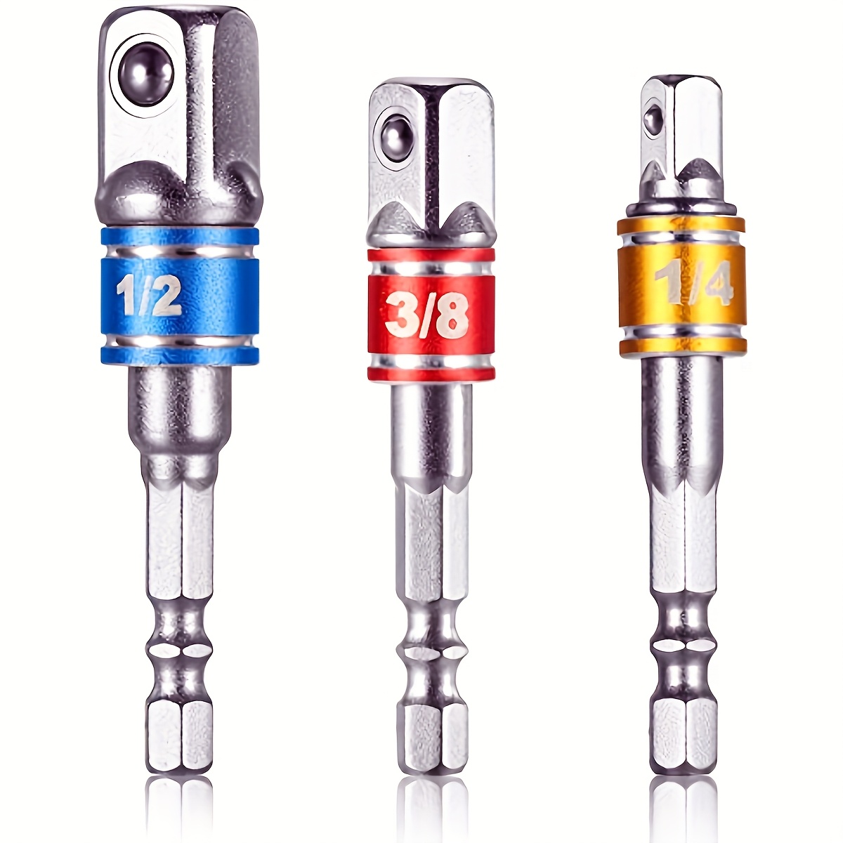 Home Car Repair Tool Set: 3/4pcs Color-coded Hex Wrench Conversion Shaft, Electric Drill Impact-grade Socket Adapter, Hex Shank Square Head Extension Bar, Designed For Cordless Impact Wrenches