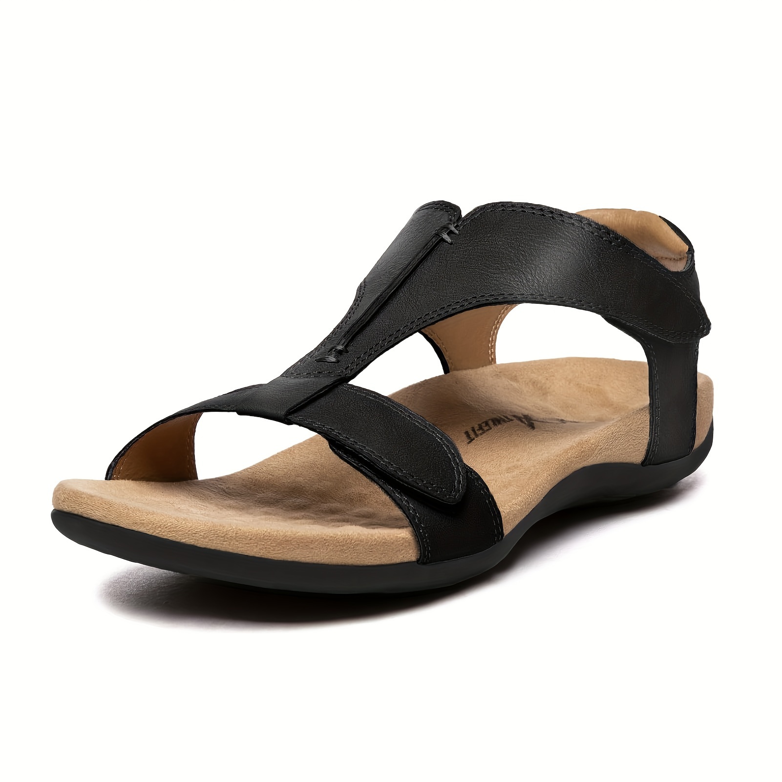 

Women's Arch Support Low Wedge Sandals, Open Toe Non Slip Shoes, Retro Outdoor Sandals