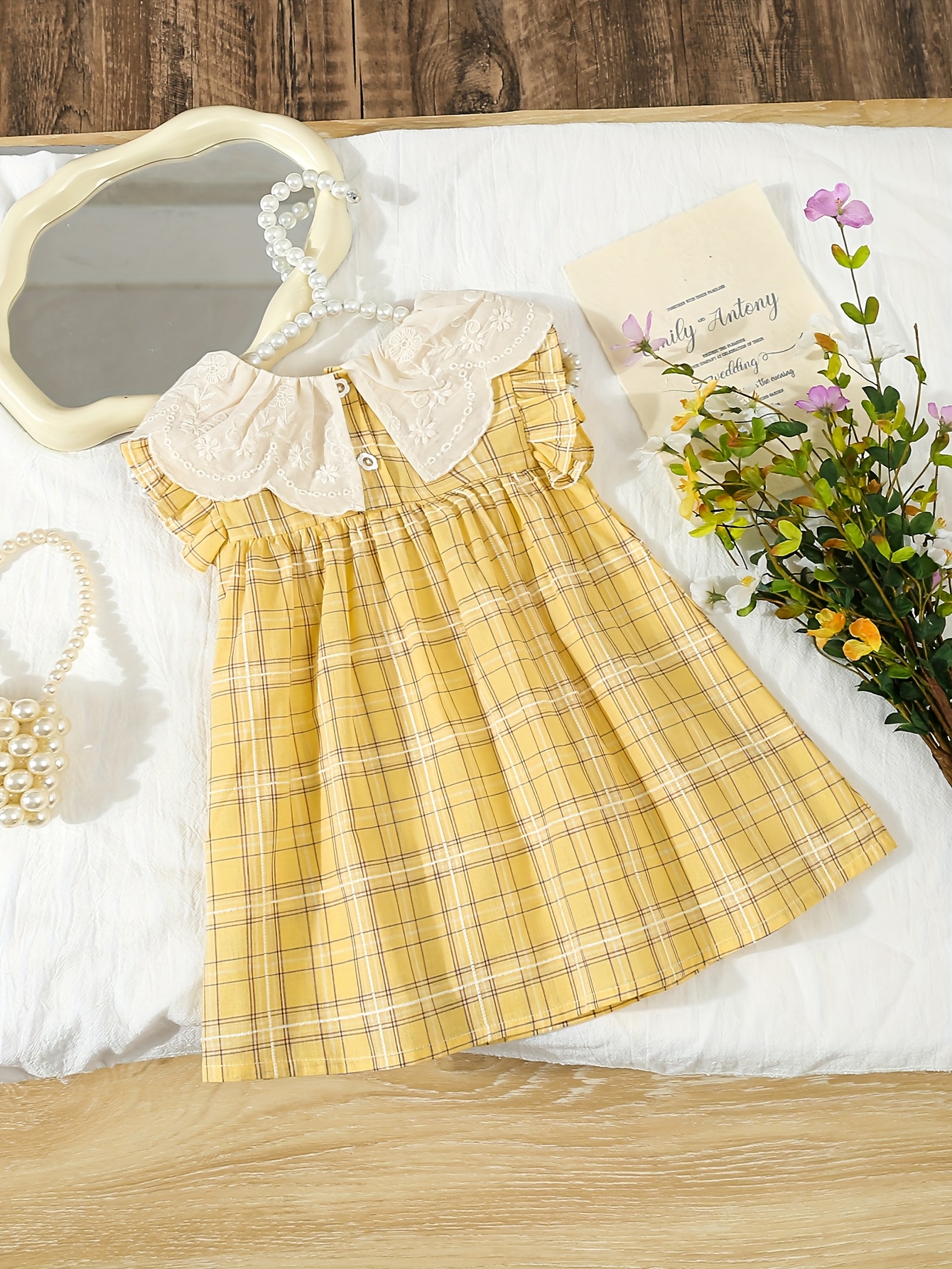 Cute Short Sleeve Plaid Dress Clothes Dressy Plaid Tops Red Mini