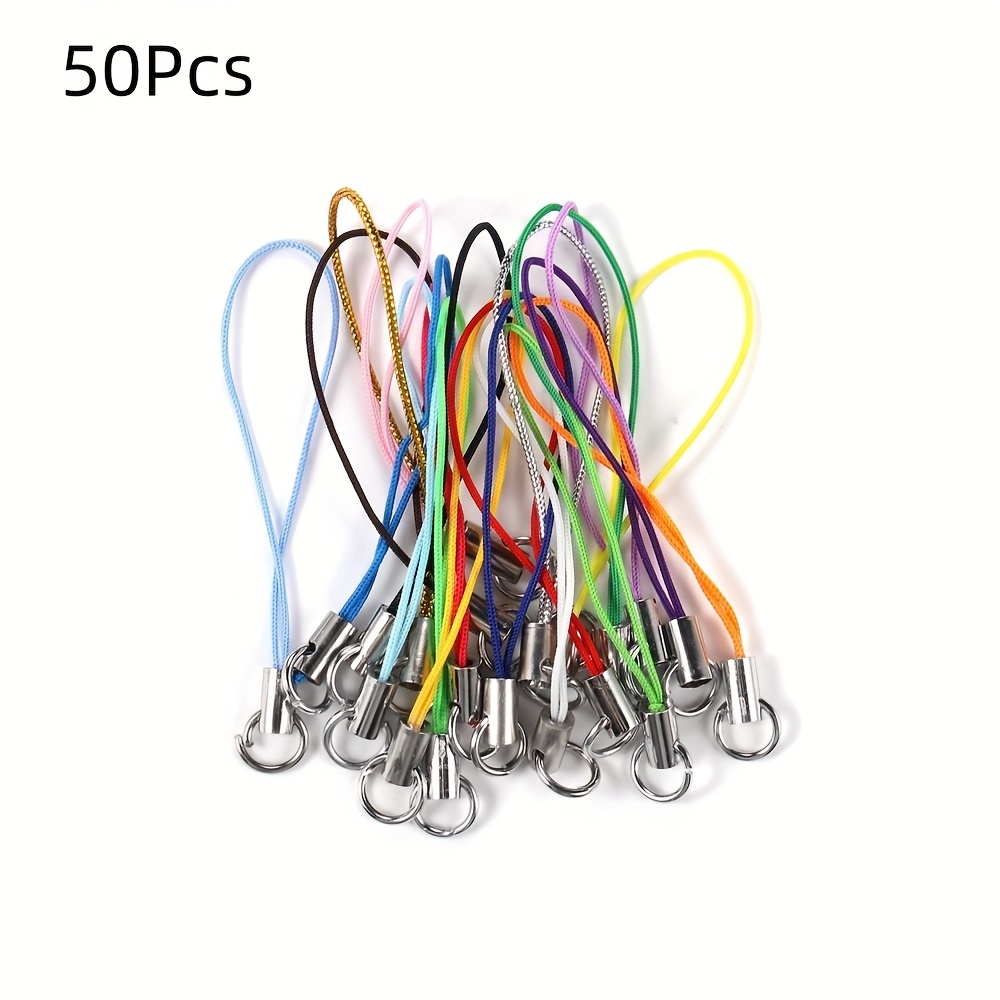 TEMU Conjunto de 50 Piezas de Llaveros de Nylon Coloridos con Anillas de Aleación - Cordones de Hilo de Poliéster Duraderos para la de Joyas DIY,
