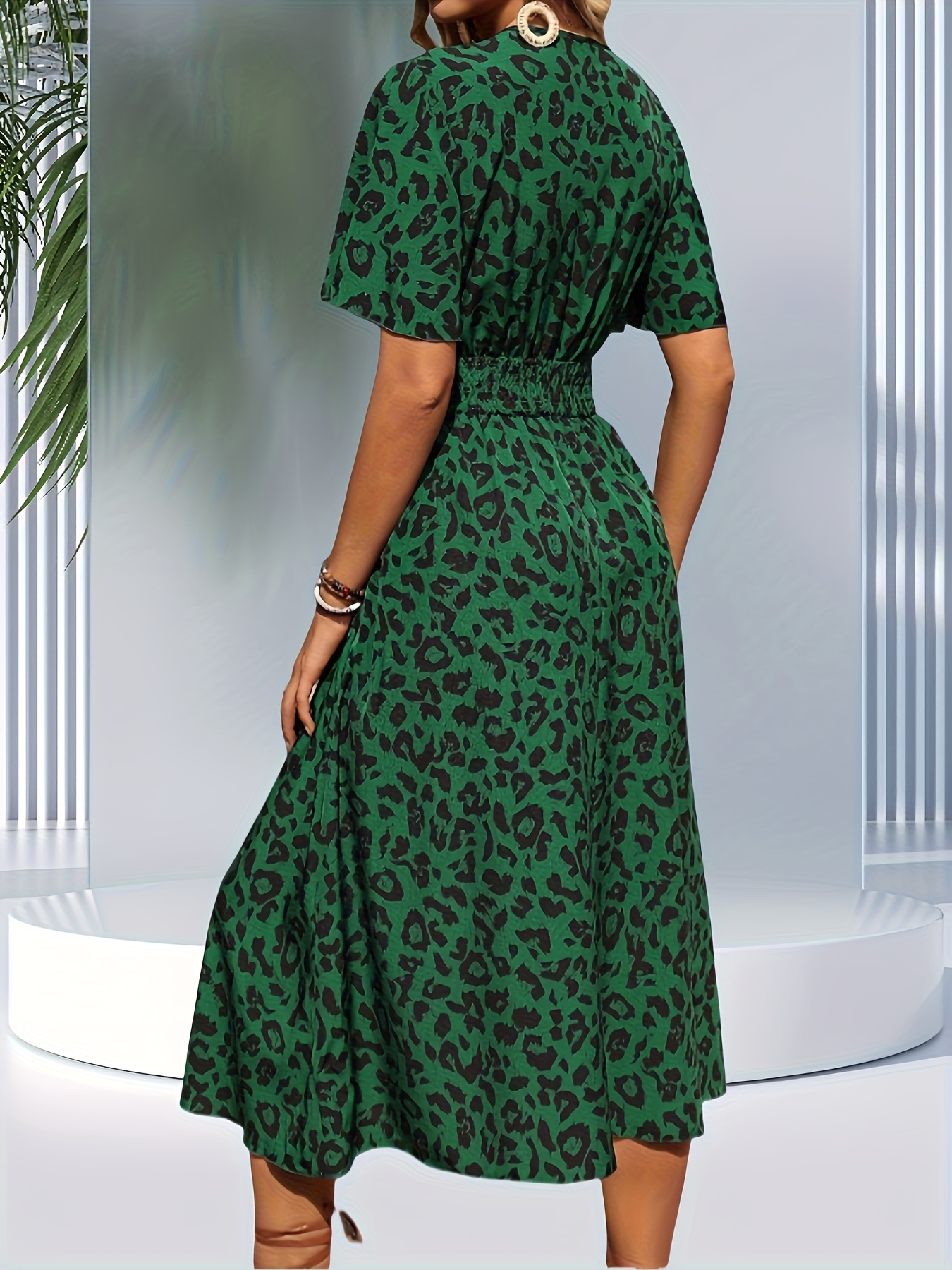 womens camouflage print v neck a line dress short sleeve - Temu Mauritius