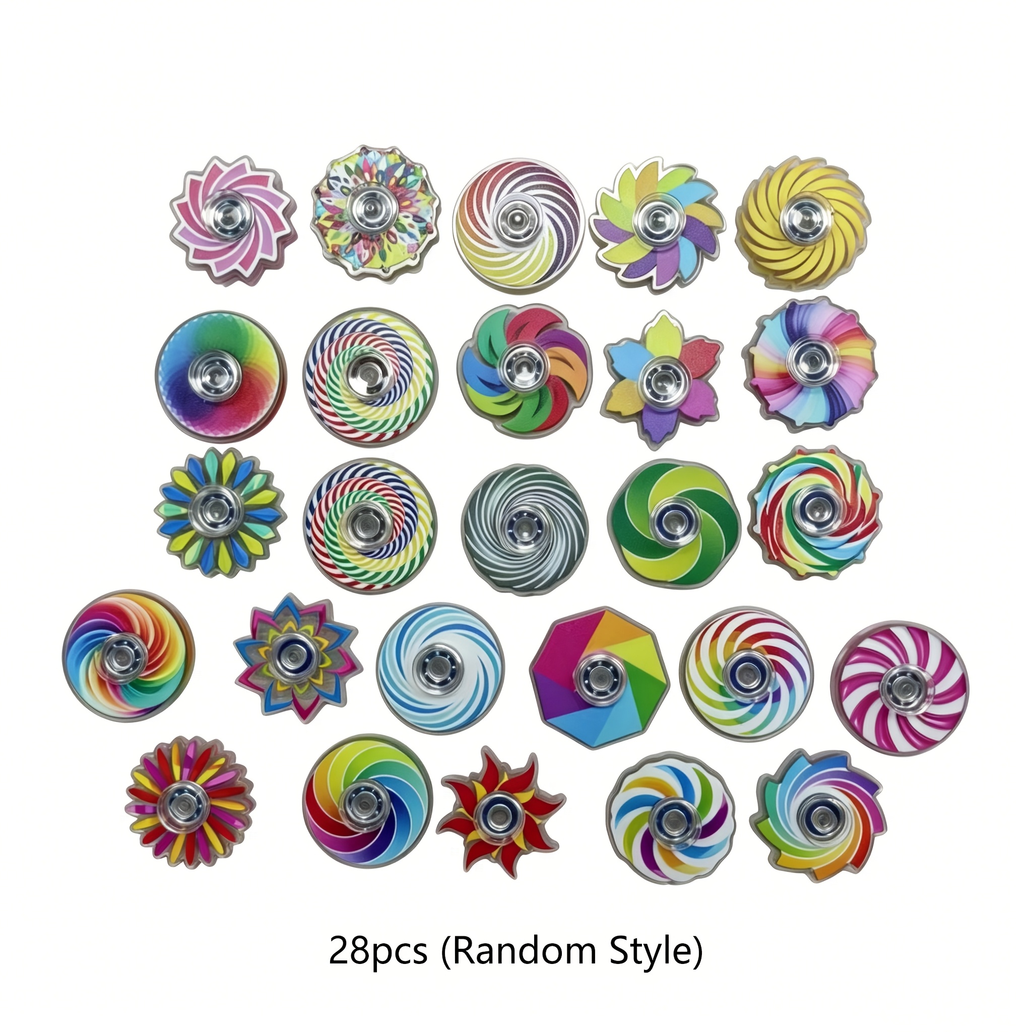 TEMU 28 pezzi di spinner colorati con motivi, giocattoli rotanti , divertenti oggetti da scrivania, per feste, premi per , riempitivi per sacchetti