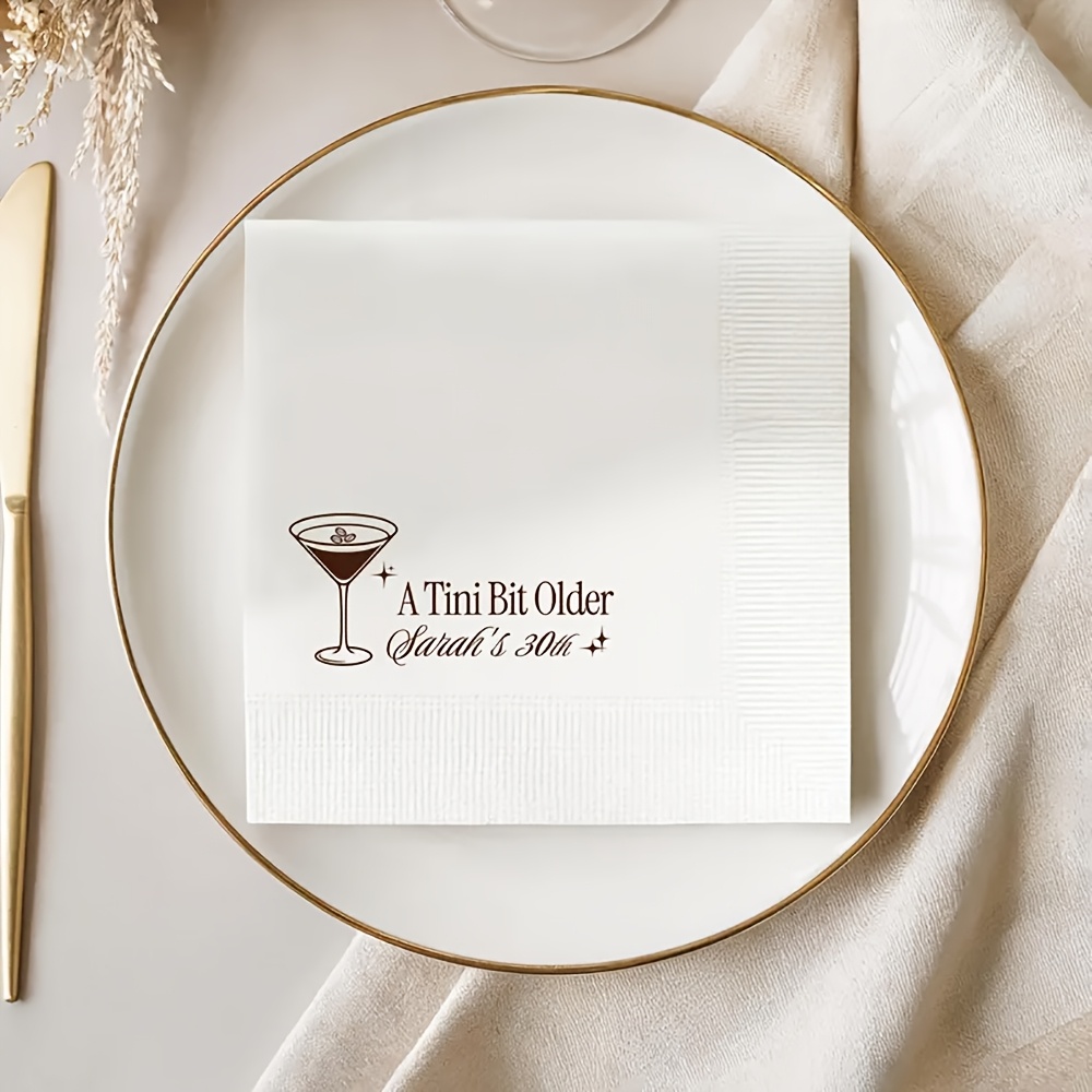TEMU 10pcs Personalized Espresso Martini Napkins - Custom Name/number Suitable For 21st 30th 40th 50th Birthday Party Decorations, Dirty Thirty