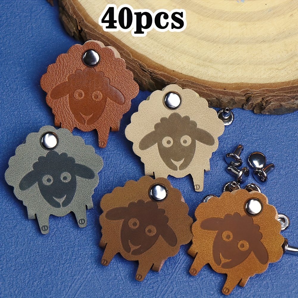 40pcs Premium Faux Leather Tags With Nails - Cute - Perfect Gift For Sweater Knitting Enthusiasts
