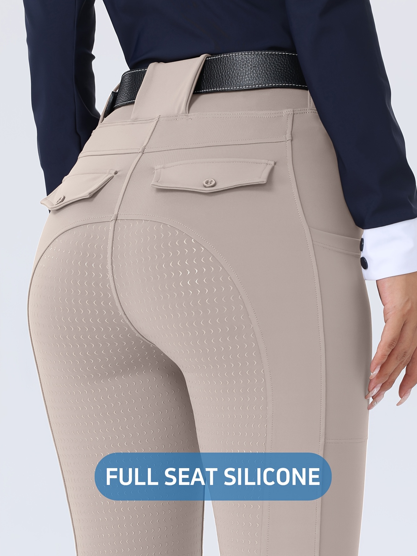 womens riding pants full seat silicone anti slip wear resistant quick dry elastic tummy control tight riding trousers womens riding pants with pockets on   equestrian sports trousers