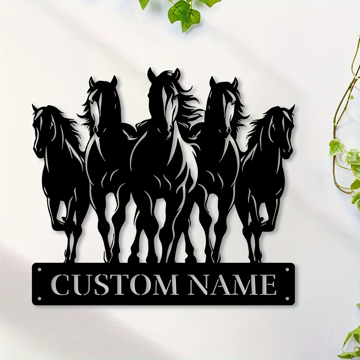 

1pc Custom Prancing Stallion Wall Art, Personalized Names Prancing Stallion Signs, Farmhouse Wall Decor, Metal Prancing Stallion Art, Custom Names Wall Art For Porches, Patio, Gifts