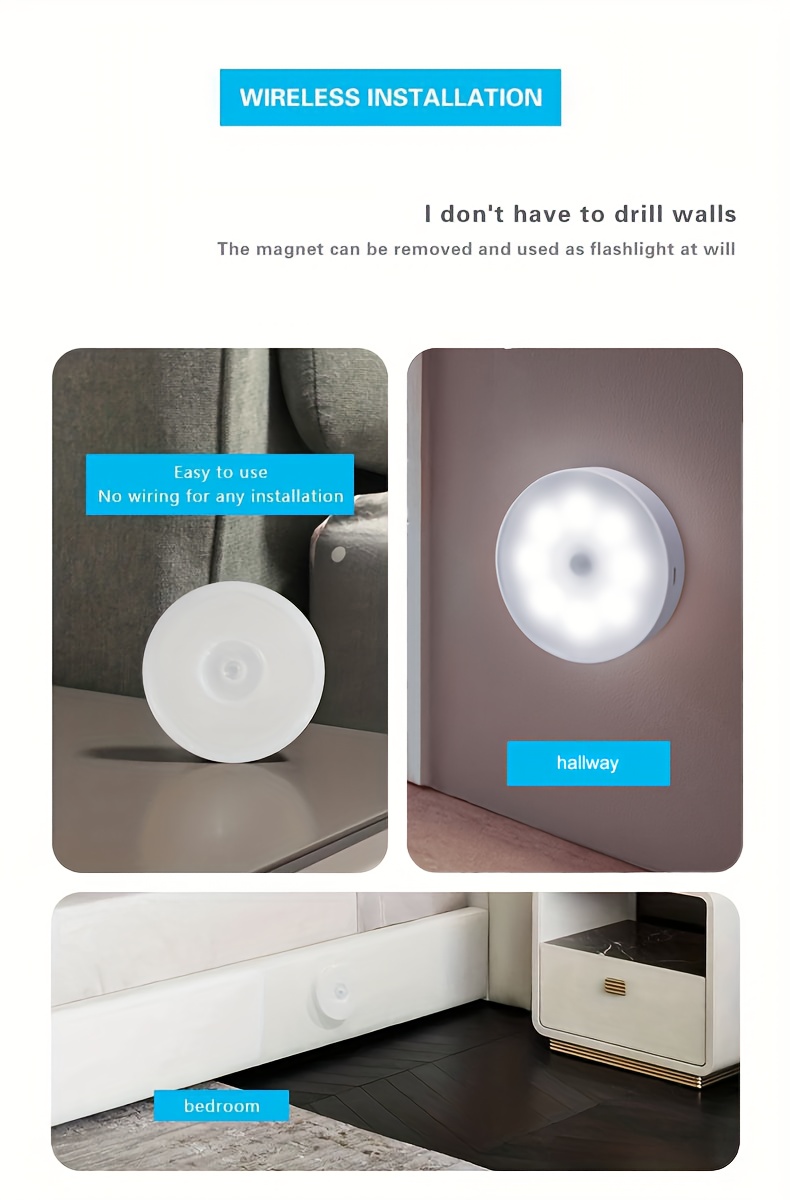 Sensor Inteligente de Luz LED Nocturna - Luz Dinámica para Pasillo, Armario, Dormitorio o Escalera - Colgable en Cualquier Lugar